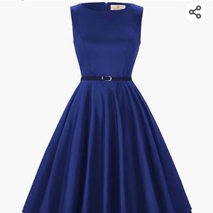 Grace Karin Hepburn style retro swing dress royal blue 2X NWT